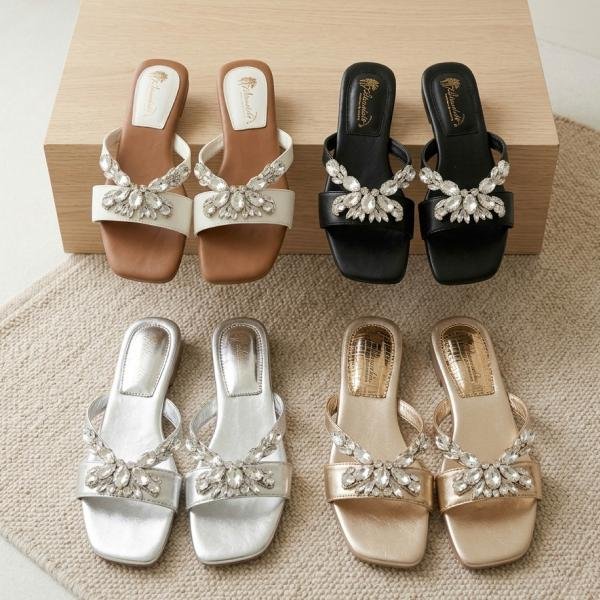 Fancy Crystal-Embellished Butterfly Flat Sandals