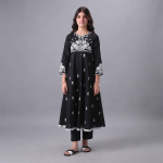Black & White Embroidered Anarkali Frock