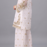 Off-White Embroidered Organza Two-Piece Suit