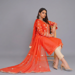 Coral Nectar Embroidered Silk Set