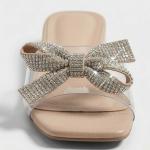 Sparkling Bow Accent Transparent Flat Sandals