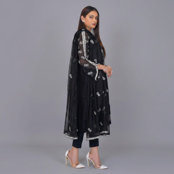 Midnight Ebony Embroidered Silk Set