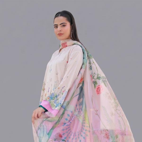 Serene Pastel Floral Three-Piece Suit