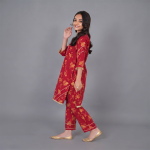 Crimson Gold-Printed Kurta with Trouser