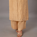 Golden Embroidered Kurti with Matching  Dupatta