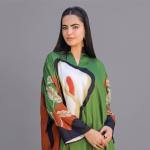 Elegant Green Printed Kaftan Dress for Women