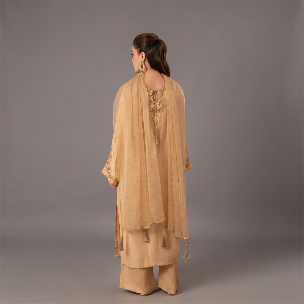 Golden Embroidered Kurti with Matching  Dupatta