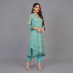 Seafoam Serenity Embroidered Silk Set