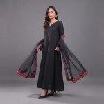 Midnight Elegance Embroidered Maxi Suit Set