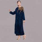 Royal Teal Velvet Tunic Set with Ornate Gold Wing Embroidery