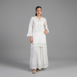 Pristine White 2-Piece Sharara Set with Delicate Silver Gota Details