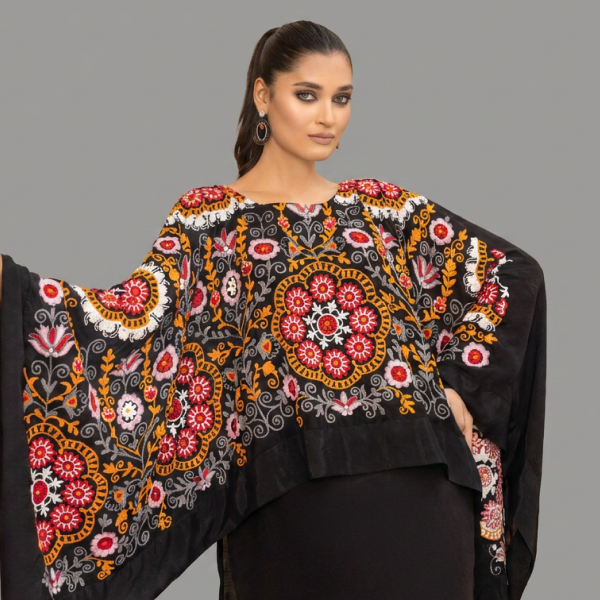 Bohemian Noir Embroidered Cape Co-ord Set