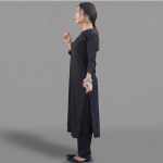 Elegant Black Solid Kurta with Matching Trousers Set