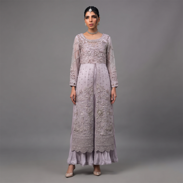 Lavender Embellished Front-Open