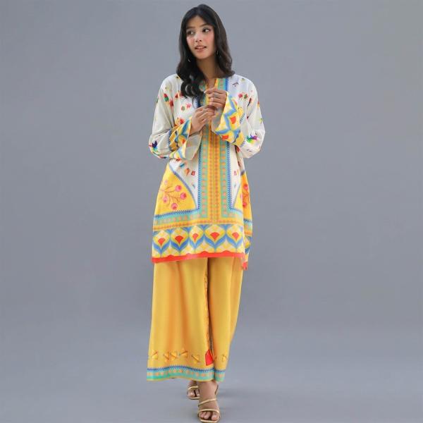 Off-White & Mustard Digital Print Co-Ord Set