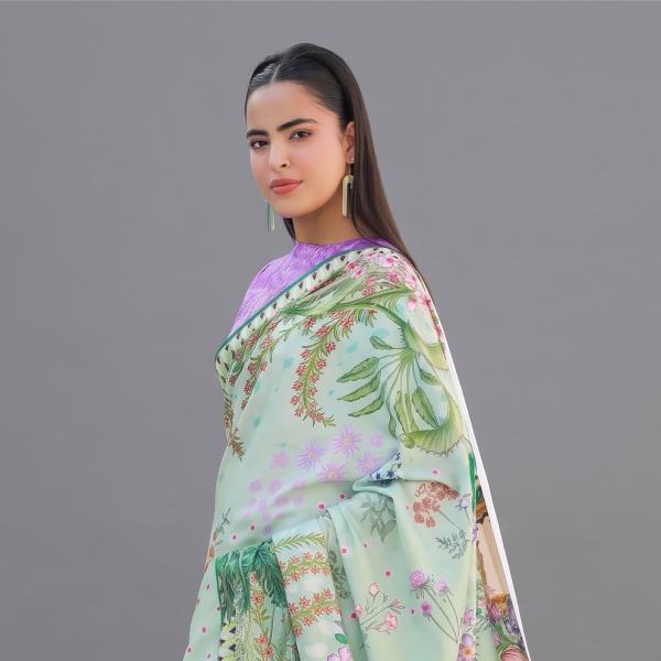 Botanical Meadow Silk Saree Set