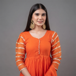 Sunset Orange Embroidered Anarkali Suit