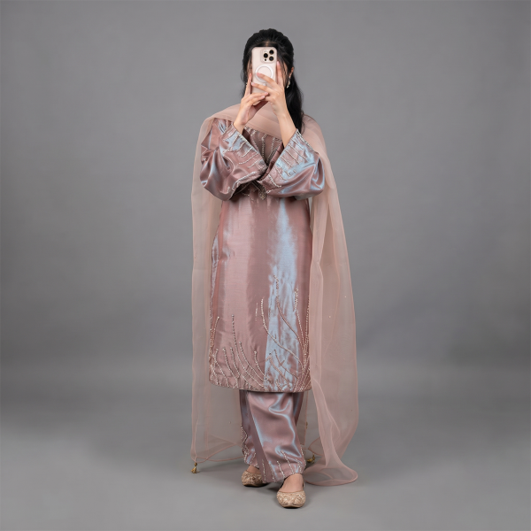 Blush Rose Metallic Embroidered Suit