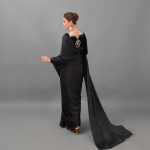 Elegant Black Velvet and Satin Saree