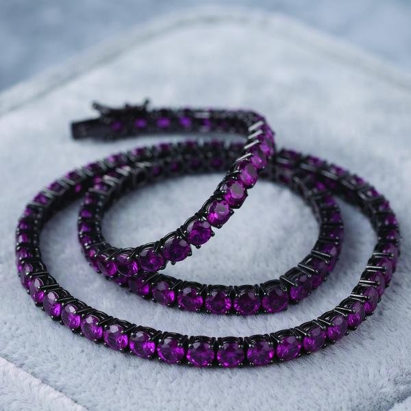 Orenoor Purple Gemstone Tennis Bracelet