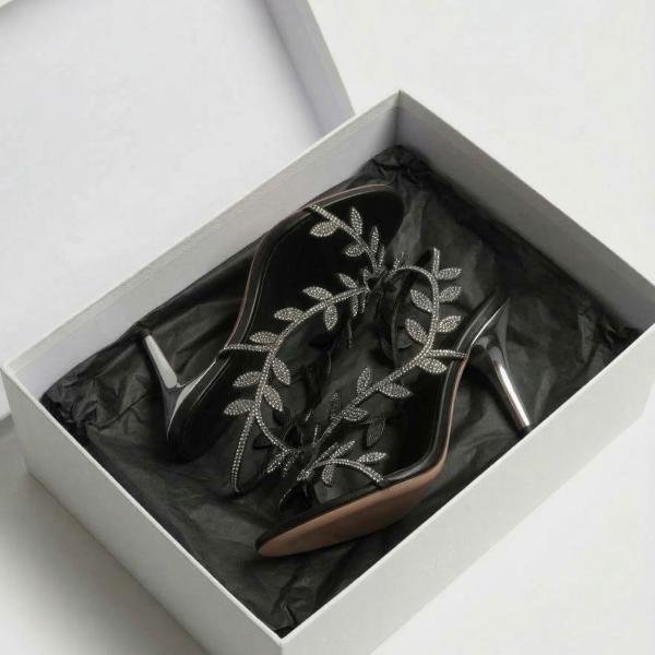 Black Embellished Heels for Women – Elegant Party Wear