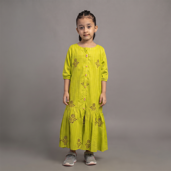 Lime Blossom Tiered Maxi Dress