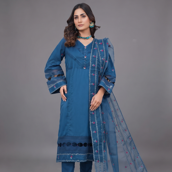 Azure Mist Embroidered Suit Set