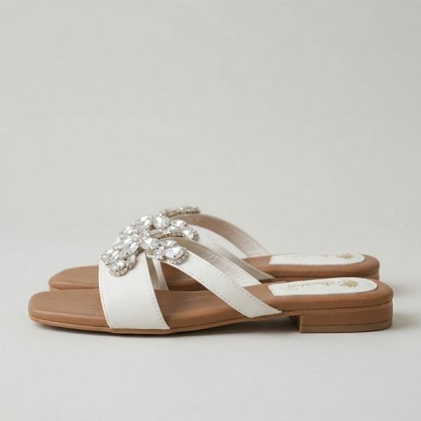 Fancy Crystal-Embellished Butterfly Flat Sandals