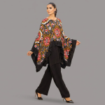 Bohemian Noir Embroidered Cape Co-ord Set