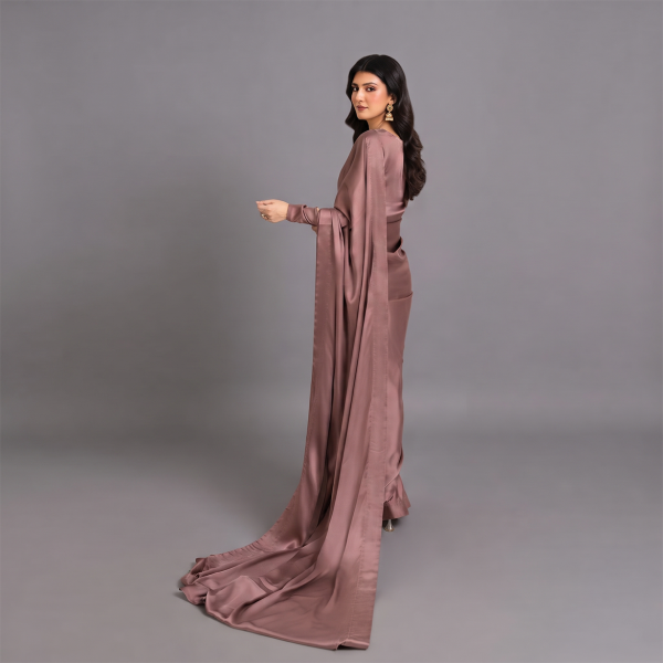 Mocha Luxe Satin Saree