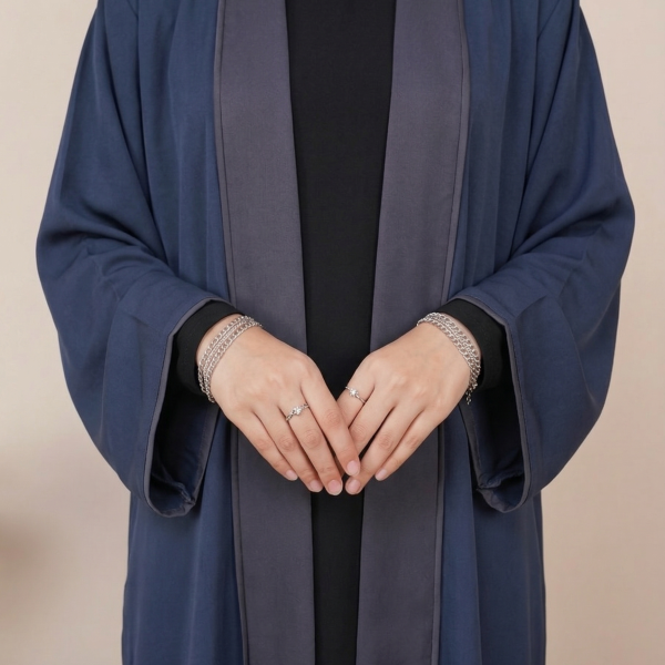 Dual-Tone Contrast Open Abaya