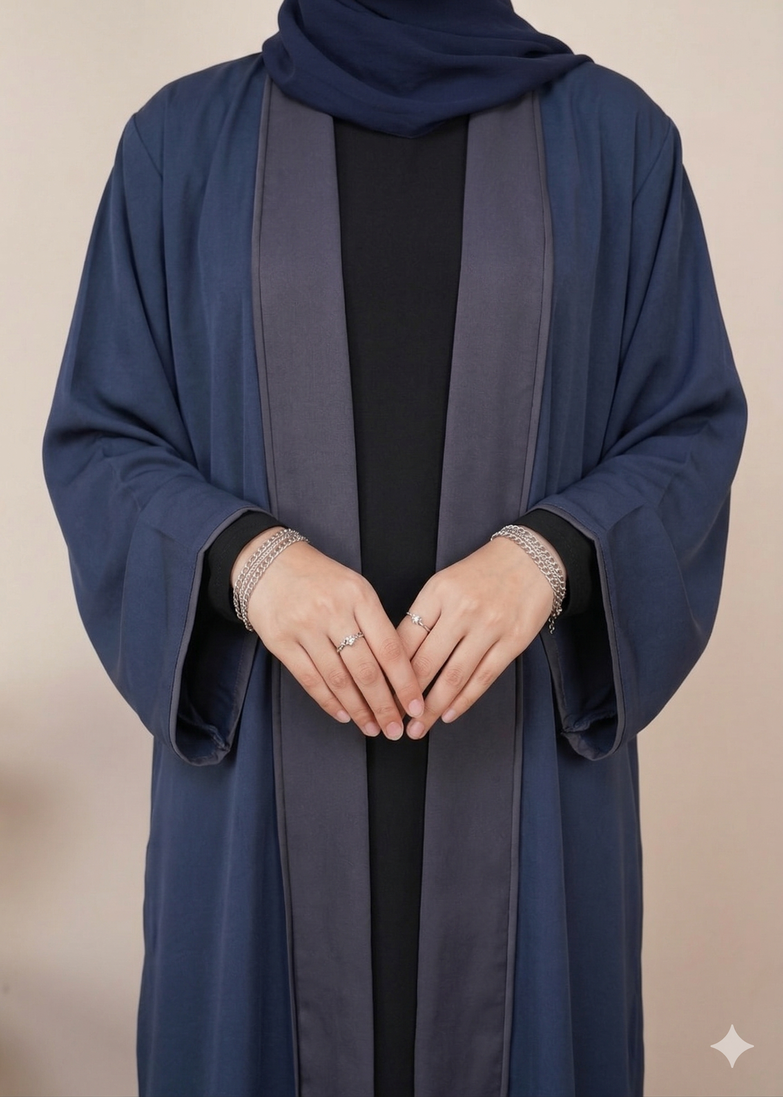 Dual-Tone Contrast Open Abaya