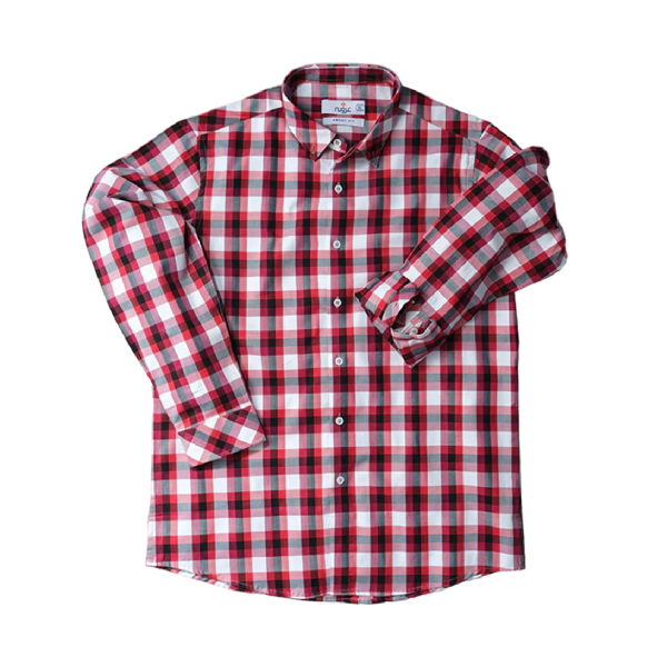 Red and White Check Casual Shirt