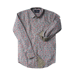 Red Over Grey Floral Printed Casual Shirt