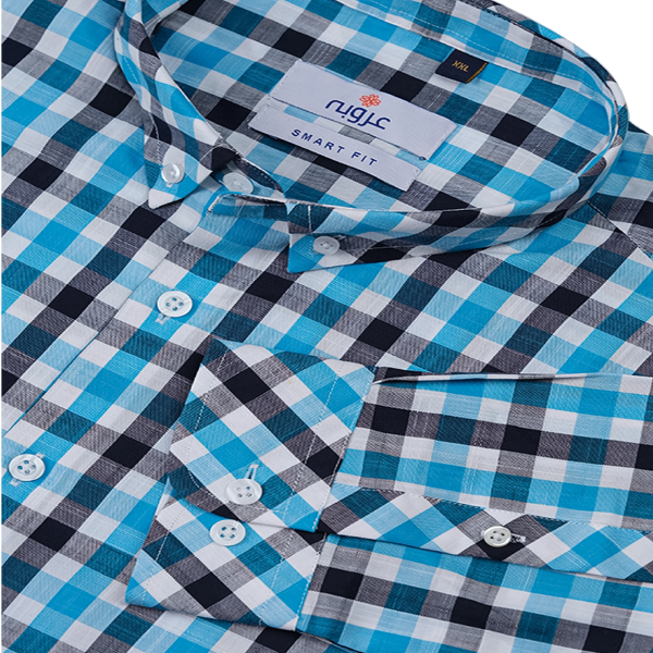 Blue and Black Check Casual Shirt