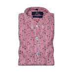 Leaf Pattern Over Red Stripes Casual Shirt