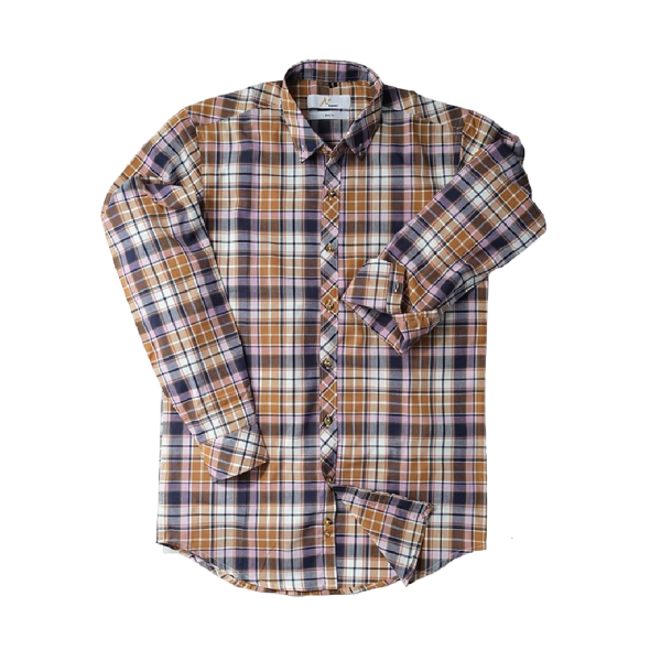Brown Light Pink Plaids Casual Shirt