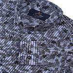 Black Leaf Printed Stripes Casual Shirt