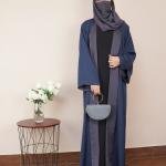 Dual-Tone Contrast Open Abaya