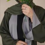 Olive Green & Sage Contrast Open Abaya